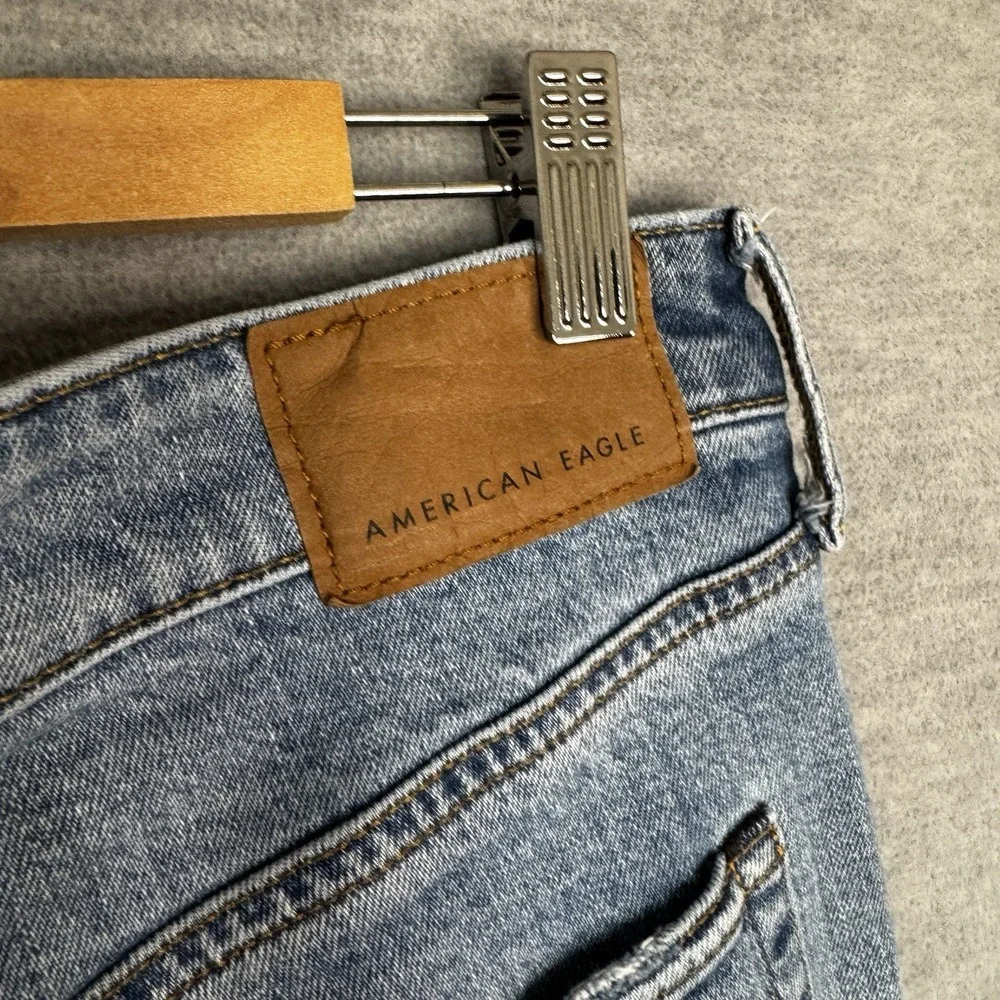 American‎ Eagle EASYFLEX Men's Slim Straight Jeans 36x30 Light Blue Distressed
